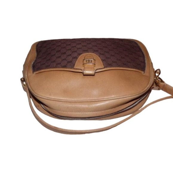 Gucci Vintage Crossbody Camel Leather And Brown Small G Logo Print - Picture 2 of 7